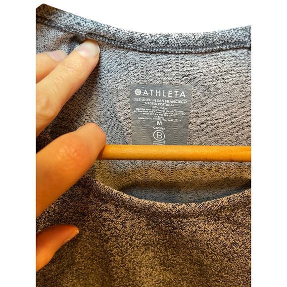 Athleta Women's Medium Fast Track Swiftly Ruched Grey Heathered Running T-Shirt - Picture 11 of 11